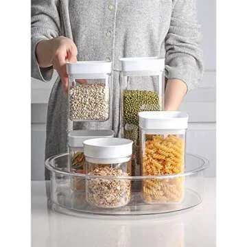 SANNO Round Lazy Susan RotatingTurntable Storage Container for Kitchen Cabinet, Pantry, Refrigerator, Countertop Food Safe Turntable Spice Rack for Cupboard,Spinning Organizes 2