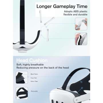Adjustable Head Strap for Quest 3S Quest 2 3 - Enhanced Comfort