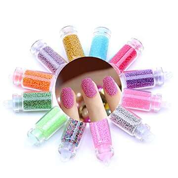 12 Vials Colorful 3D Nails Art Decoration Mini Micro Ball Beads Nail Caviar Beads Craft Micro Bead f...