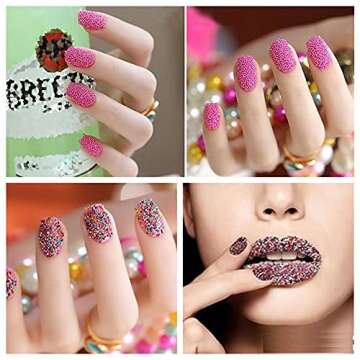 12 Vials Colorful 3D Nails Art Decoration Mini Micro Ball Beads Nail Caviar Beads Craft Micro Bead for Nail Art 3D Decorations DIY Manicure Tools