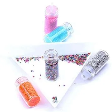 12 Vials Colorful 3D Nails Art Decoration Mini Micro Ball Beads Nail Caviar Beads Craft Micro Bead for Nail Art 3D Decorations DIY Manicure Tools