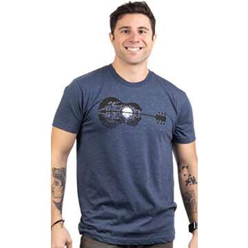 Ann Arbor T-shirt Co. Acoustic Guitar Moonrise | Guitarist Musician Music Player for Man Woman T-Shi...