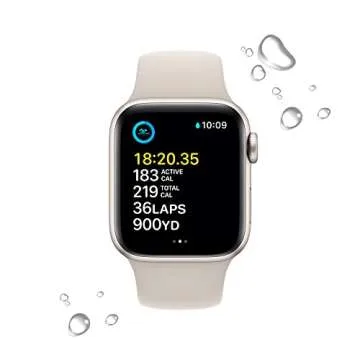 Apple Watch SE (2nd Gen) [GPS 40mm] Smart Watch w/Starlight Aluminum Case & Starlight Sport Band - M/L. Fitness & Sleep Tracker, Crash Detection, Heart Rate Monitor, Retina Display, Water Resistant