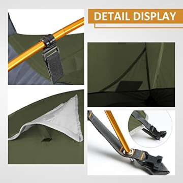 Bessport Camping Tent 2 Person Tent Waterproof Two Doors Backpacking Tent Easy Setup Lightweight for Outdoor, Hiking Mountaineering Travel