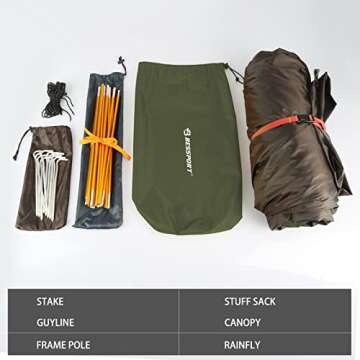 Bessport Camping Tent 2 Person Tent Waterproof Two Doors Backpacking Tent Easy Setup Lightweight for Outdoor, Hiking Mountaineering Travel