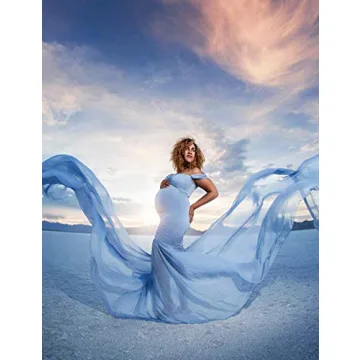 JustVH Maternity Off Shoulder Mermaid Chiffon Gown