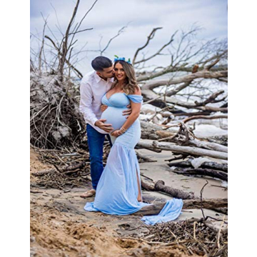 JustVH Maternity Off Shoulder Mermaid Chiffon Gown