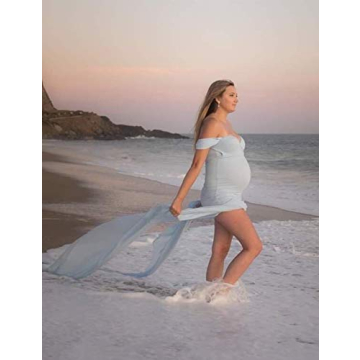 JustVH Maternity Off Shoulder Mermaid Chiffon Gown