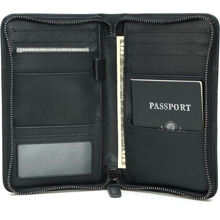 RFID Blocking Leather Passport Holder for Men