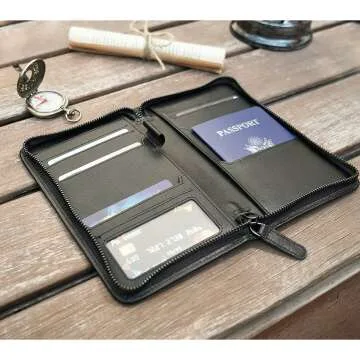 RFID Blocking Leather Passport Holder for Men