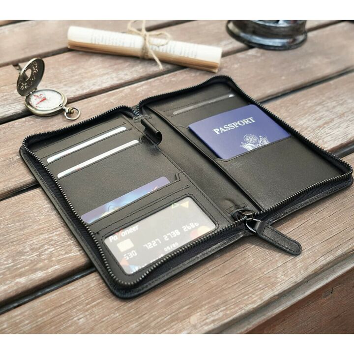 RFID Blocking Leather Passport Holder for Men