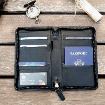 RFID Blocking Leather Passport Holder for Men