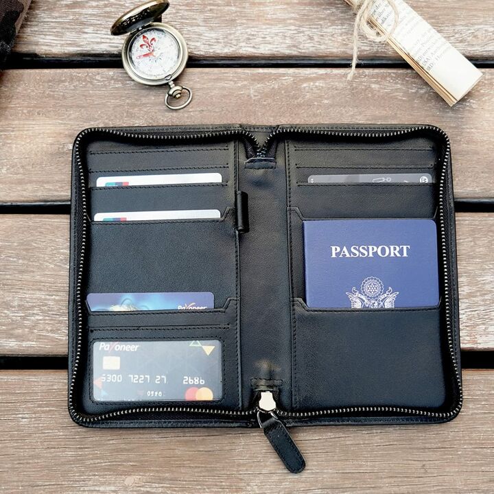 RFID Blocking Leather Passport Holder for Men