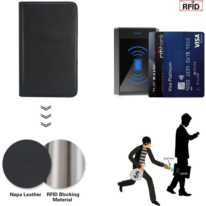 RFID Blocking Leather Passport Holder for Men