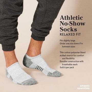 Amazon Essentials Men's Cotton Performance No Show Socks