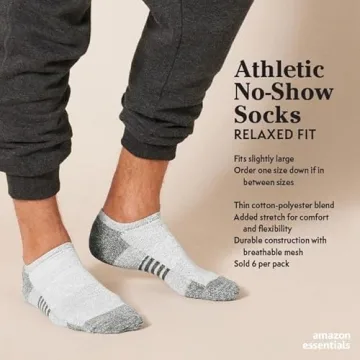 Amazon Essentials Men's Cotton Performance No Show Socks