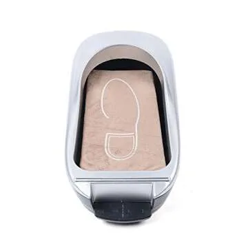 Automatic Shoe Film Machine Portable Shoe Covers Dispenser + Shoe Membrane 1 Roll Keep Floor Clean Perfect for Home Shop Office Lab Disposable Overshoes Dispenser Machine (Silver + 1 Roll Shoe Film)