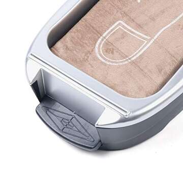 Automatic Shoe Film Machine Portable Shoe Covers Dispenser + Shoe Membrane 1 Roll Keep Floor Clean Perfect for Home Shop Office Lab Disposable Overshoes Dispenser Machine (Silver + 1 Roll Shoe Film)