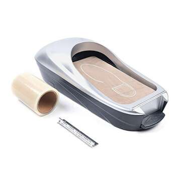 Automatic Shoe Film Machine Portable Shoe Covers Dispenser + Shoe Membrane 1 Roll Keep Floor Clean Perfect for Home Shop Office Lab Disposable Overshoes Dispenser Machine (Silver + 1 Roll Shoe Film)