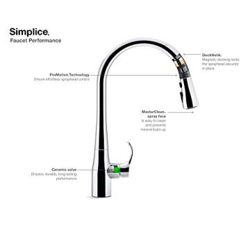KOHLER Simplice Response Touchless Pull Down Kitchen Faucet in Stainless Steel, K-22036-VS