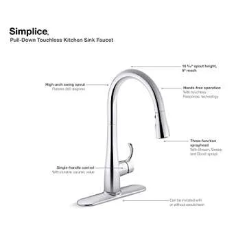 Kohler Simplice Touchless Kitchen Faucet - Modern Convenience