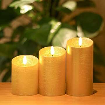 ANGELLOONG Flickering Flameless Candles with Timer, Battery Operated Candles with Remote, Set of 3 R...