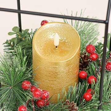 ANGELLOONG Flickering Flameless Candles with Timer, Battery Operated Candles with Remote, Set of 3 Real Wax Holiday LED Candles for Valentines Wedding Party Home Decor, Gold