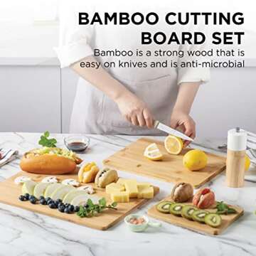COOK WITH COLOR Bamboo Cutting Board Set - 3 Pc. Kitchen Essential