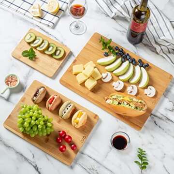 COOK WITH COLOR Bamboo Cutting Board Set - 3 Pc. Kitchen Essential