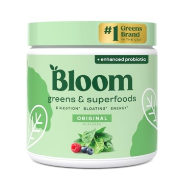 Bloom Nutrition Superfood Greens Powder - Digestive Enzymes & Probiotics for Gut Health