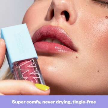 Kosas Wet Lip Oil Gloss - Hydrating Lip Plumping Treatment with Hyaluronic Acid & Peptides, Non-Sticky Finish (Malibu)