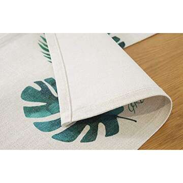 rouihot Set of 8 Placemats Watercolor Autumn Compositions Orange and Green Pumpkins Leaves Branches ...