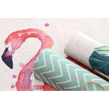 rouihot Set of 8 Placemats Watercolor Autumn Compositions Orange and Green Pumpkins Leaves Branches 12.5x17 Inch Non-Slip Washable Place Mats for Dinner Parties Decor Kitchen Table