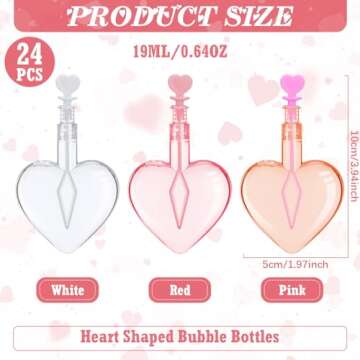 Gemscream 24 Pieces Valentines Day Heart Bubble Wands Bulk Mini Bubble Wands Favors Valentine's Day Mix Bulk Toys Gift for Party Wedding Adults(Red, White, Pink)