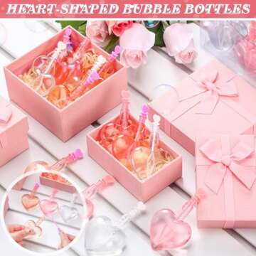 Gemscream 24 Pieces Valentines Day Heart Bubble Wands Bulk Mini Bubble Wands Favors Valentine's Day Mix Bulk Toys Gift for Party Wedding Adults(Red, White, Pink)