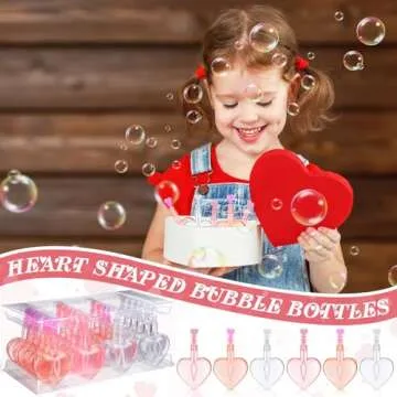 Gemscream 24 Pieces Valentines Day Heart Bubble Wands Bulk Mini Bubble Wands Favors Valentine's Day Mix Bulk Toys Gift for Party Wedding Adults(Red, White, Pink)