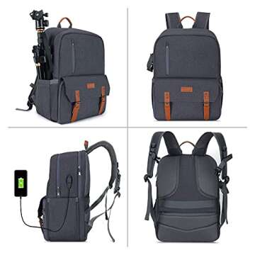 MOSISO Camera Backpack 17.3 inch, DSLR/SLR/Mirrorless Case with Laptop Compartment&Built-in Photogra...