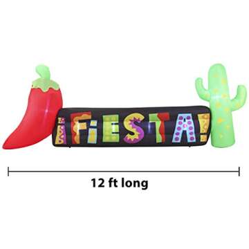 Joiedomi Cinco De Mayo Inflatable Decorations 12 FT Long Fiesta Sign Inflatable with Build-in LEDs Blow Up Inflatables for Holiday Party Indoor Outdoor Yard Garden Lawn Decor.
