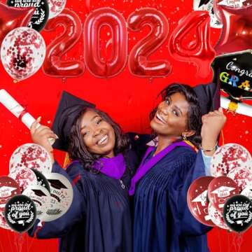LARRAZABAL Graduation Balloons 2025, Graduation Party Decorations 2025 Include Graduation Black Red Confetti Balloons, Graduation Latex Balloons for 2025 Graduation Party Supplies
