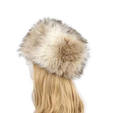 Old Dlrd Russian Hat,Winter Faux Fur Hats for Women,Warm Russian Cossack Style Hat for Ladies Grey
