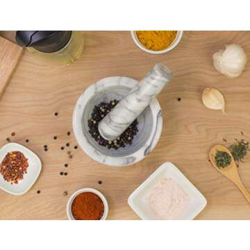 HIC Kitchen Mortar and Pestle Set for Spices and Herbs