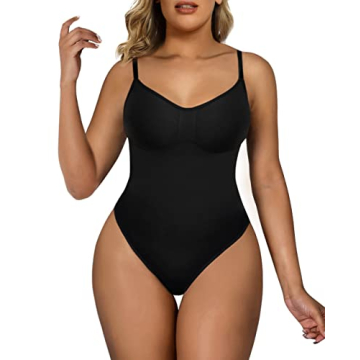SHAPERX Women's Tummy Control Bodysuit Black L/XL