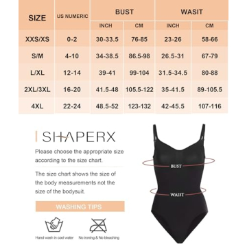SHAPERX Women's Tummy Control Bodysuit Black L/XL