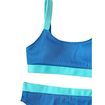 Verdusa Color Block Padded High Cut Bikini Set for Women