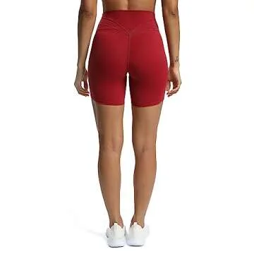 Aoxjox Trinity Workout Biker Shorts for Women Tummy Control High Waisted Exercise Athletic Gym Running Yoga Short 6" (Rumba Red, Small)