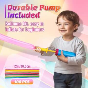 100 Pcs 260Q Balloons Kit with Pump - Kids Premium Latex Twisting Long Balloons to Make Animals Flowers, Fun Rainbow Balloons for Party Boys Girls Christmas Birthday Gifts Clowns Wedding Decor