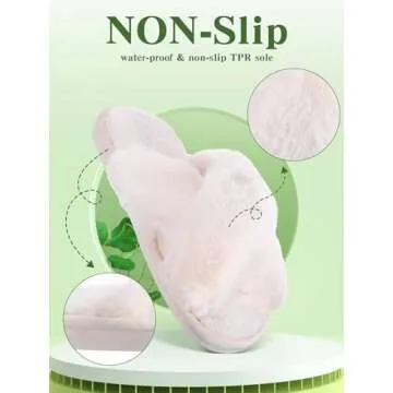 Liitrsh 8 Pairs Women's Cross Band Slippers Fuzzy House Slippers Plush Furry Bridesmaid Shoes Open T...
