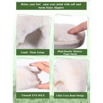 Liitrsh 8 Pairs Women's Cross Band Slippers Fuzzy House Slippers Plush Furry Bridesmaid Shoes Open Toe Soft Comfy Warm House Shoes for Women(US 7-8,White)