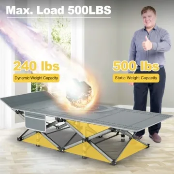 Slendor Folding Camping Cot with Mattress 800lbs Support