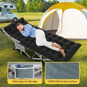 Slendor Folding Camping Cot with Mattress 800lbs Support
